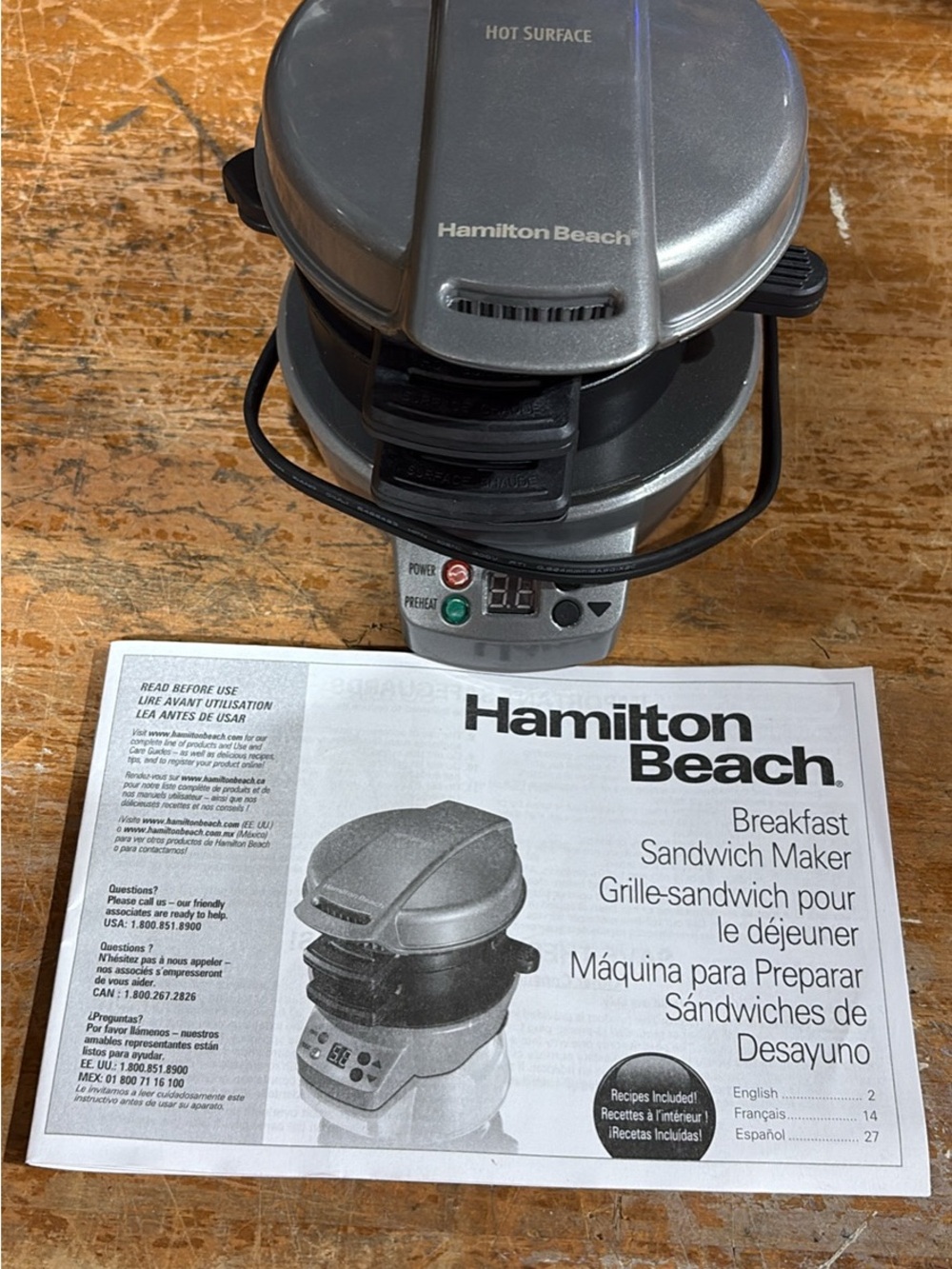Hamilton Beach Silver and Black Breakfast Sandwich Maker